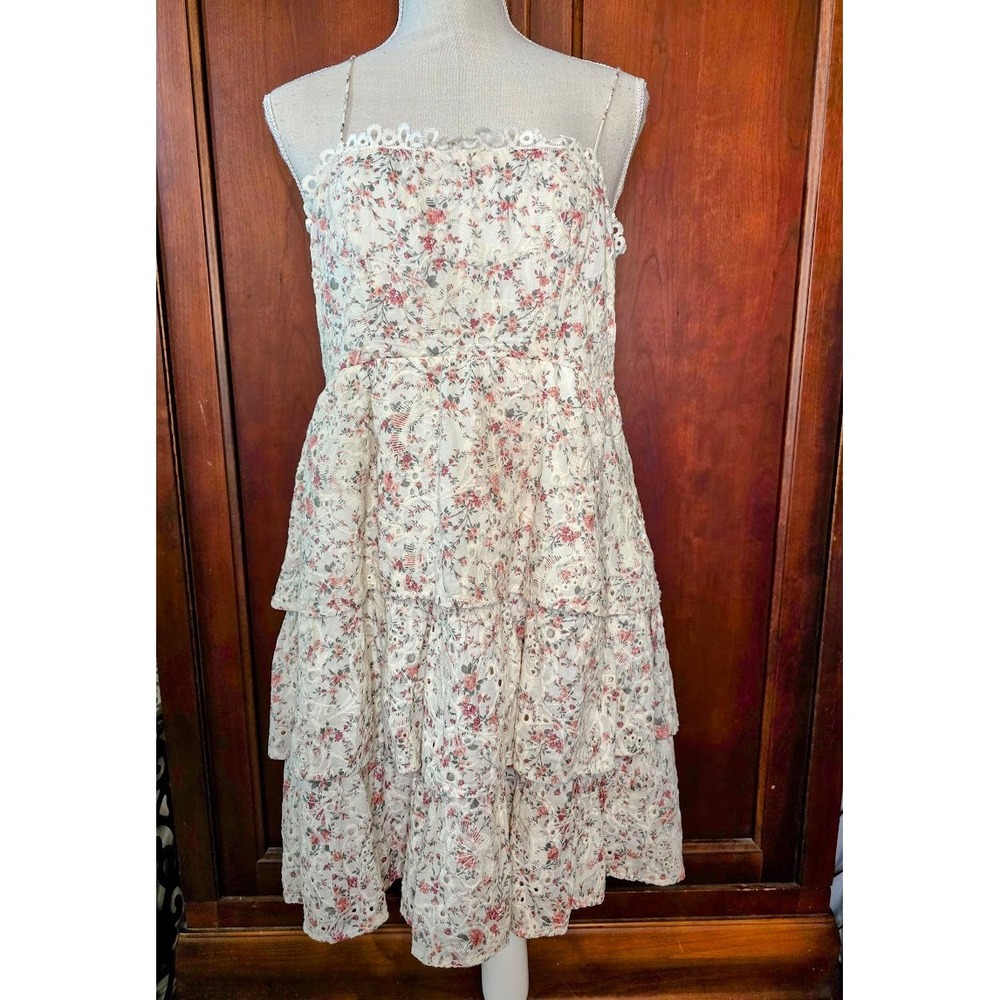 Altar'd State Floral Eyelet Mini Dress L Cottagecore Coquette - Picture 2 of 7